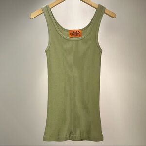 Juicy Couture Sage Green Ribbed Tank Top S Y2K Made in USA